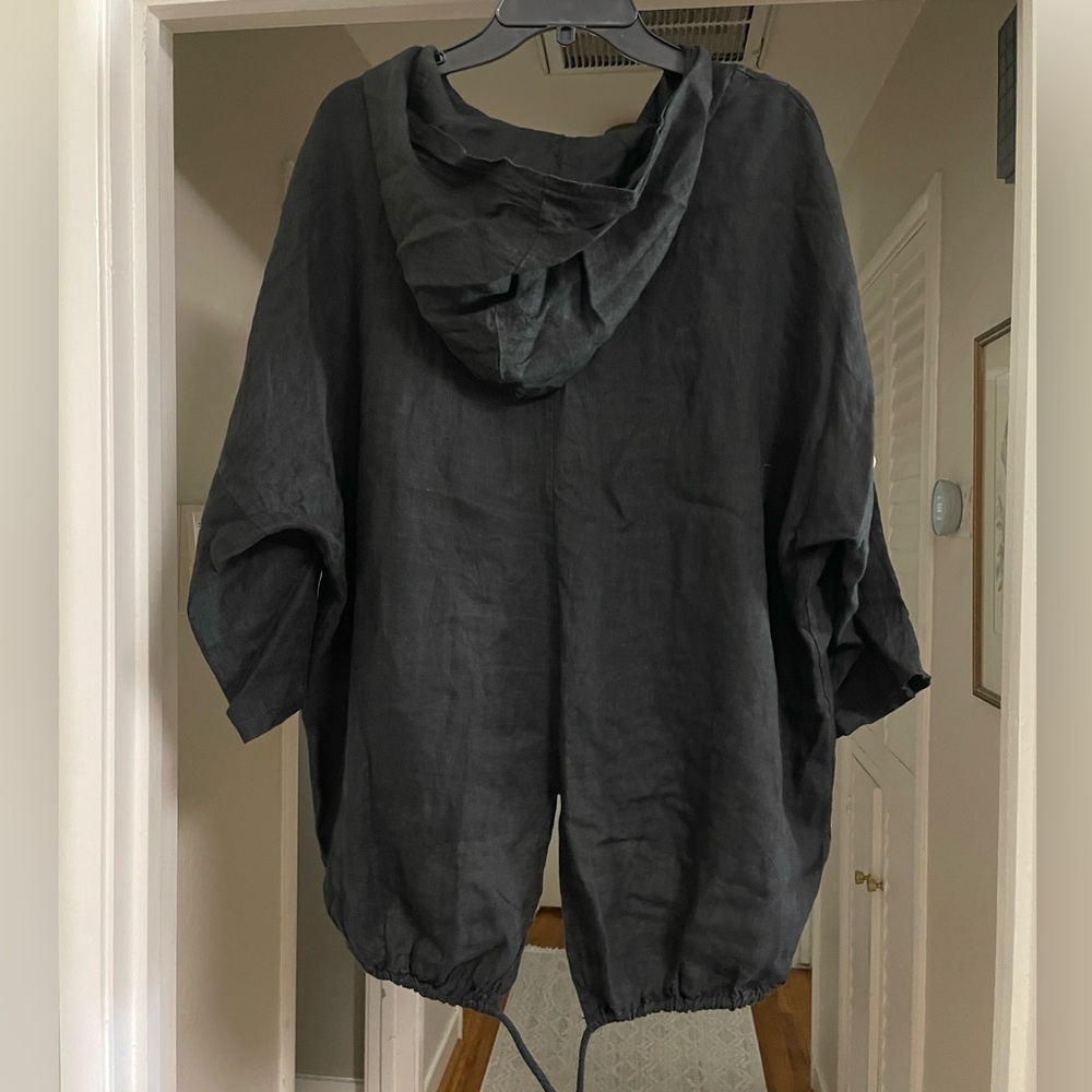 EUC Black Button-Up Linen Jacket/Coverup - Picture 6 of 10